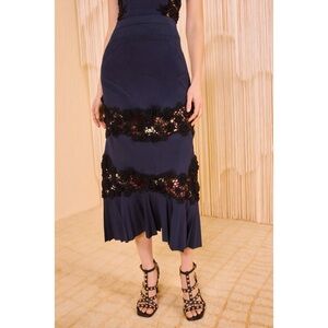 NWT Ulla Johnson Maxi Knit Pleated Madeline Crochet Skirt